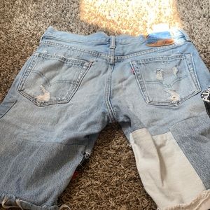 Blue ripped jean shorts